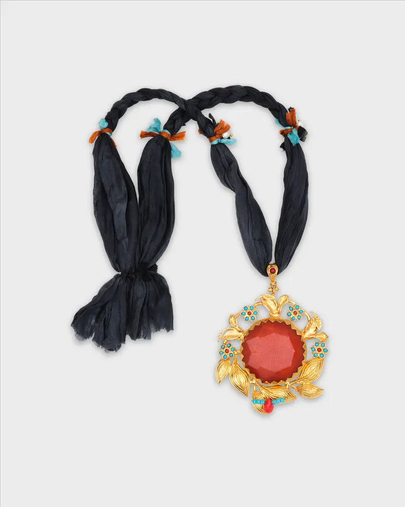 Pendant Necklace Circular Orange
