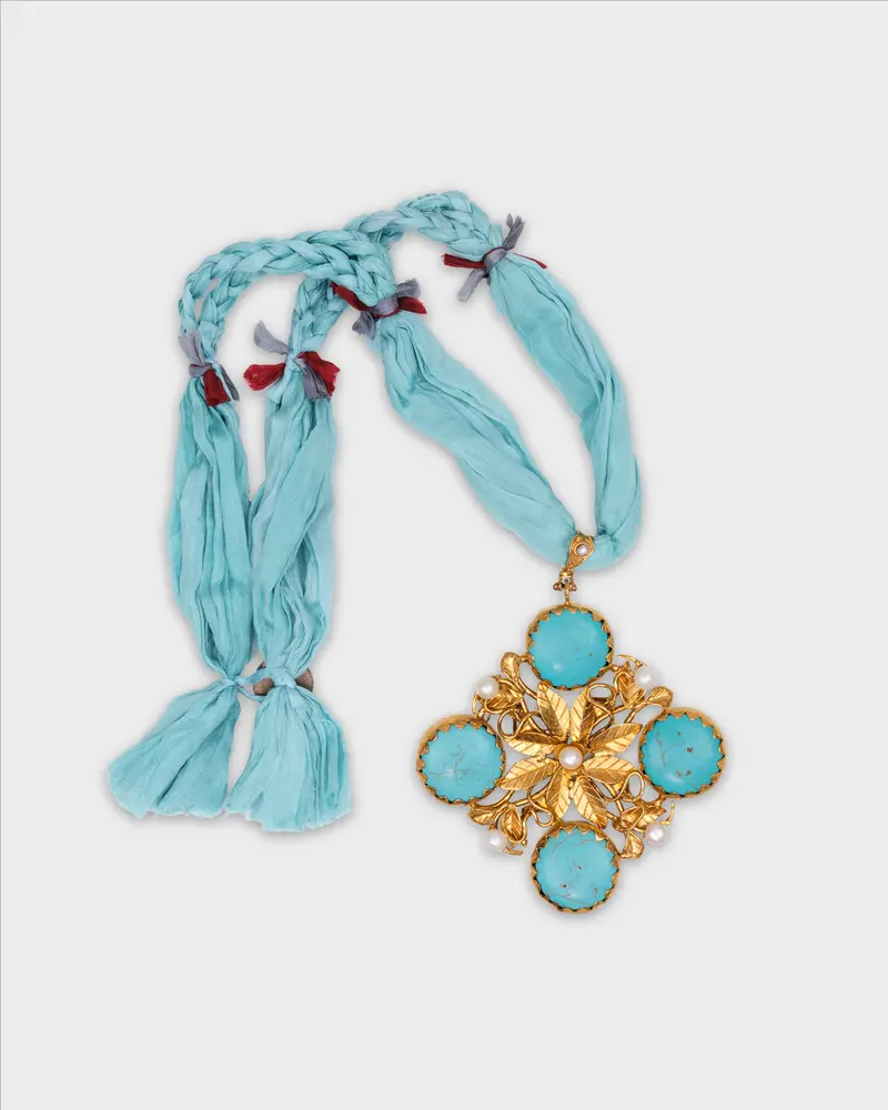 Pendant Necklace Floral Turquoise