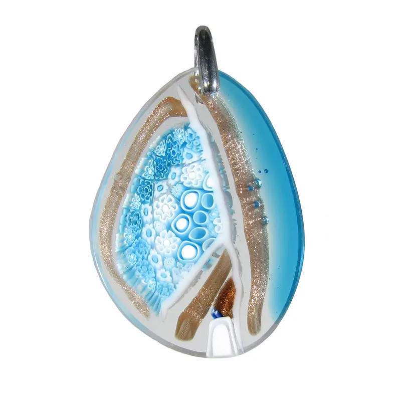 Pendente Goccia Classica in Vetro di Murano montatura Argento 925