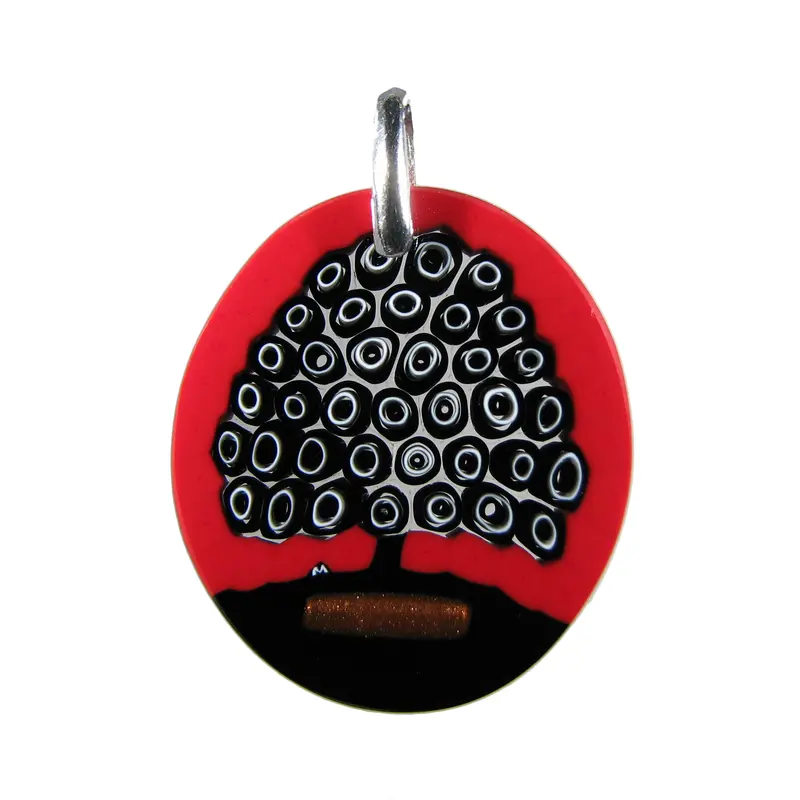 Pendente Ovale Albero in Vetro di Murano montatura in Argento 925