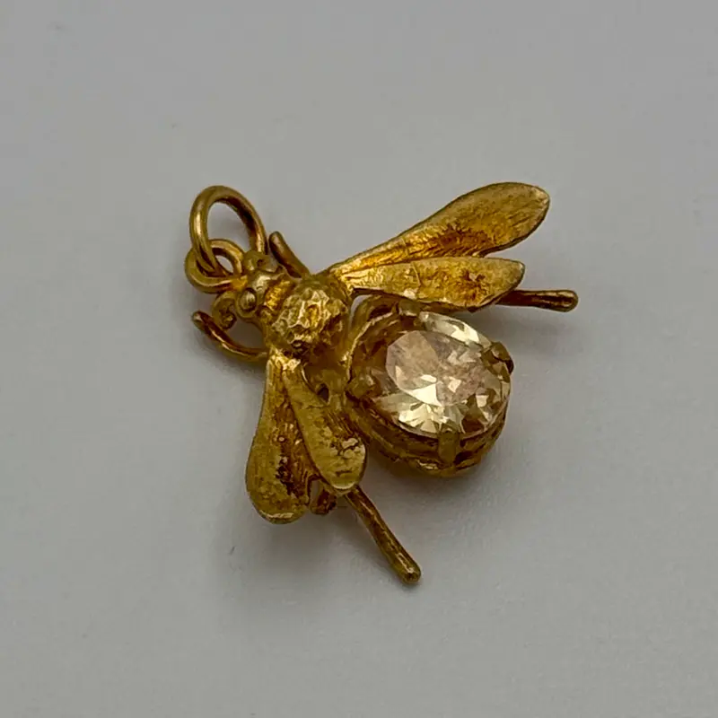 Pendente stile vintage ape argento dorato e pietra dura gialla Italia 2020 ca