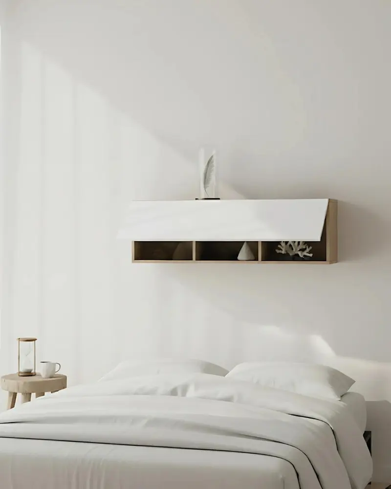 Pensile a muro Rivela - Libreria sospesa con anta e struttura effetto legno - 7 varianti colore anta - Design moderno