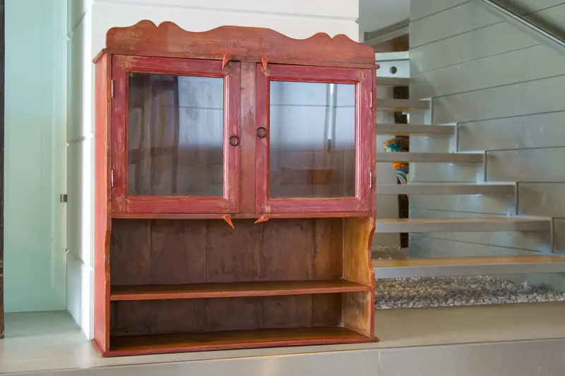 Pensile Dispensa in Teak Laccato Rosso | Etnikò