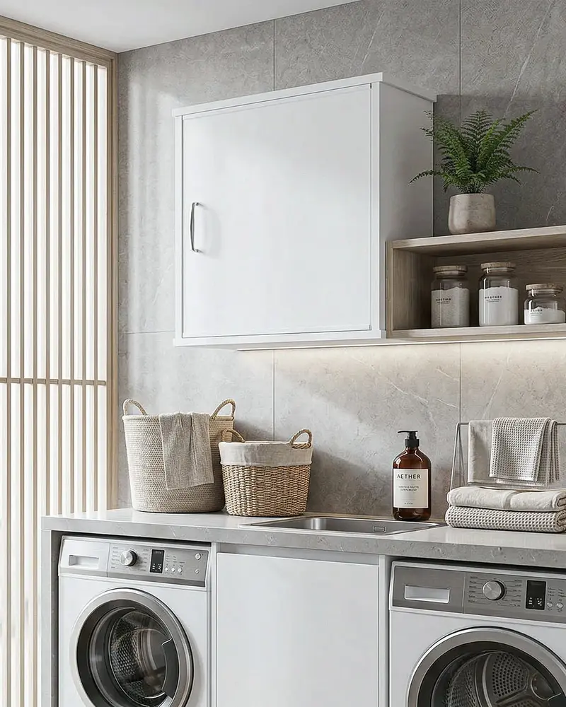 Pensile NEXA WALL CARL 45 – Mobile Pensile in PVC con Ripiano Interno – 45x34x52 cm Bianco