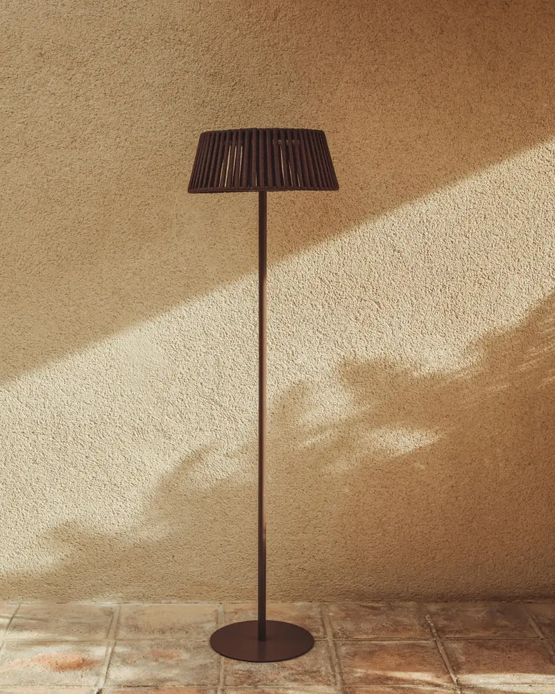 Piantana solare per esterni Aldet in corda piatta con base in metallo marrone Ø 46 cm