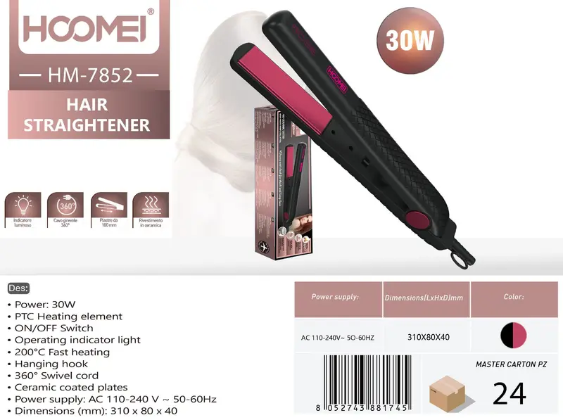 Piastra x capelli 30W HM-7852