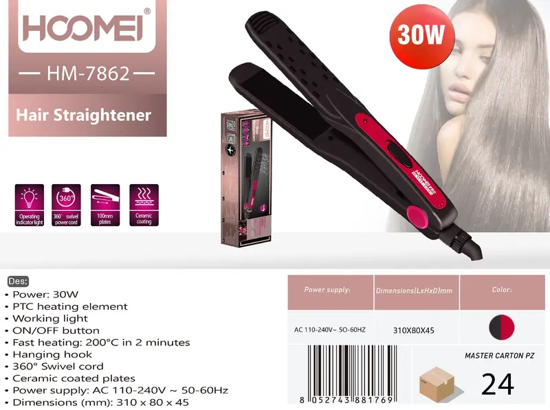 Piastra x capelli 30W HM-7862