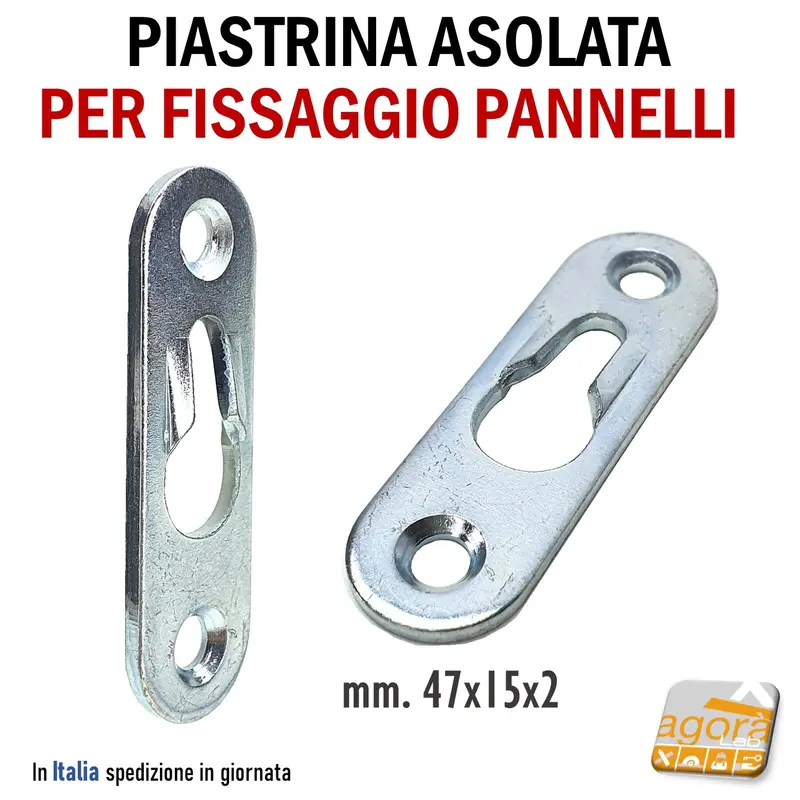 Piastrina Asolata Giunzione fissaggio pannelli a parete aggancio-sgancio invisibile supporto attaccaglia acciaio mm 47x15x2