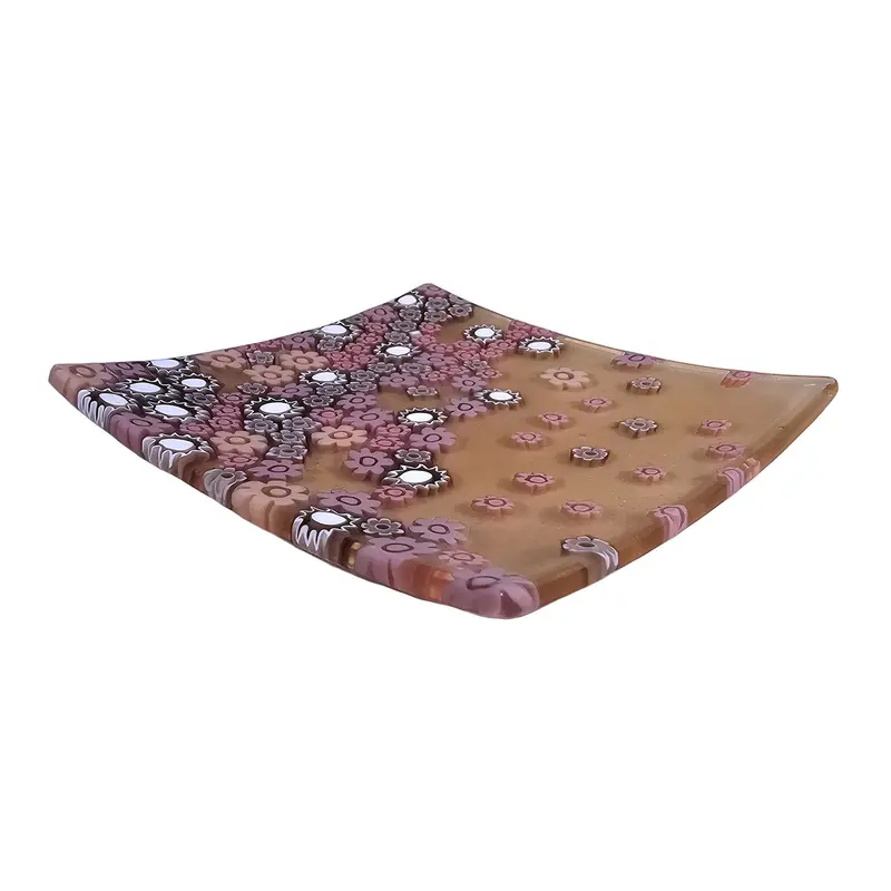 Piattino in vetro di Murano con Murrine Millefiori Ametista