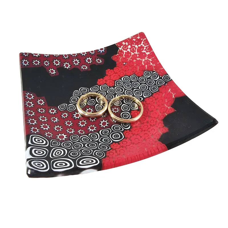 Piattino in vetro di Murano con Murrine Millefiori Rosso