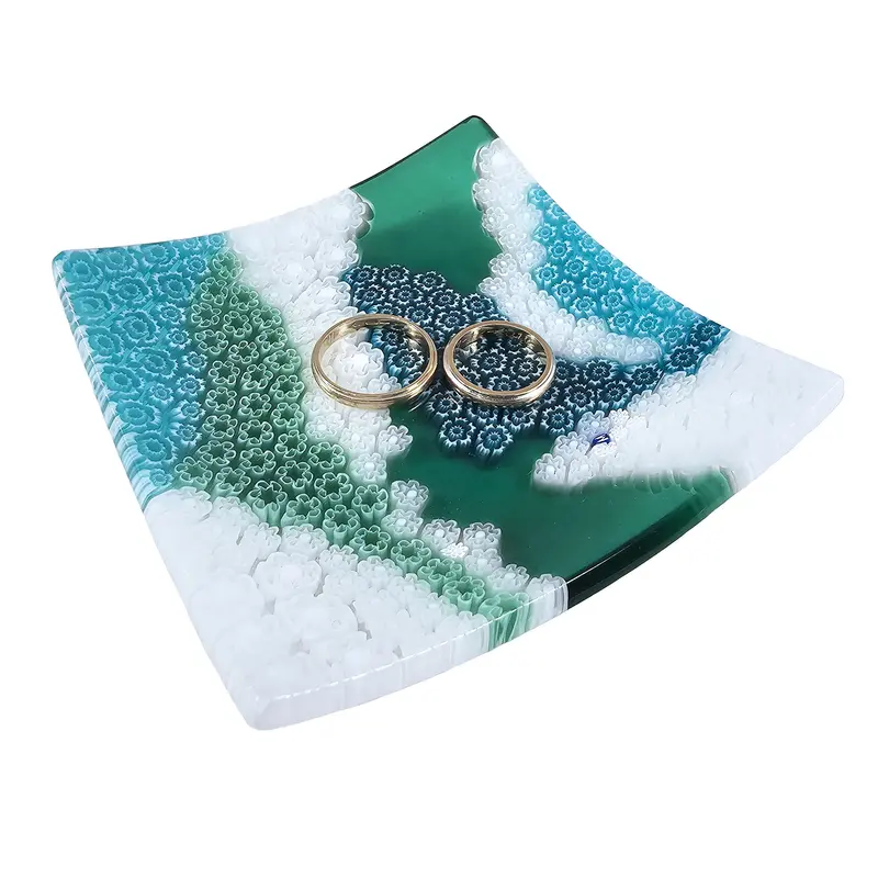 Piattino in vetro di Murano con Murrine Millefiori Verde