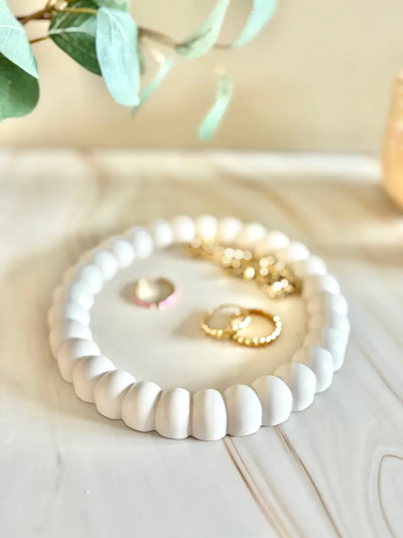 Piattino Porta Gioielli e Chiavi in Eco-Resina – Bolle – Bianco