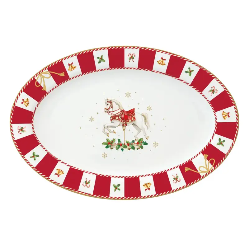 Piatto da portata ovale 35x23,5 cm in porcellana Christmas Tale | Easy Life
