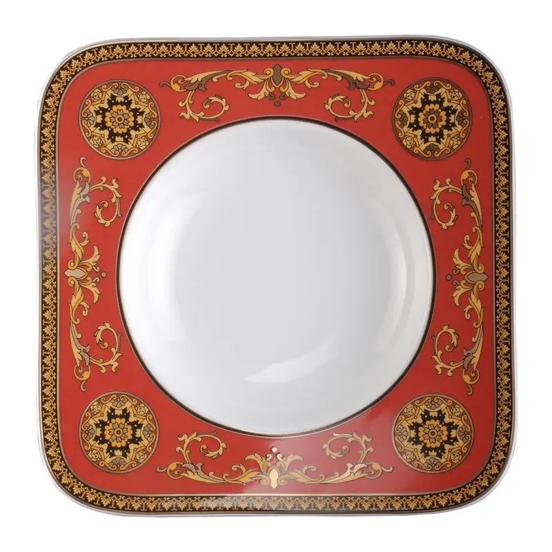 Piatto fondo quadrato cm 23 Medusa Rosso Versace｜L’Egizia regali