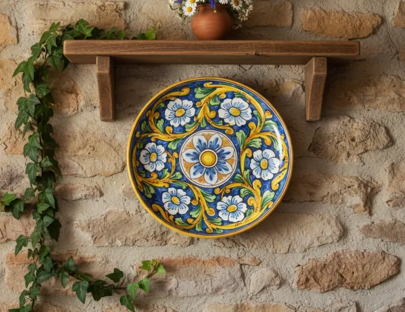 Piatto grande in ceramica decorata a mano da ceramisti siciliani barocco art 12