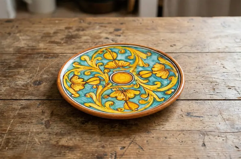 Piatto medio in ceramica decorata a mano da ceramisti siciliani gianluca art 13