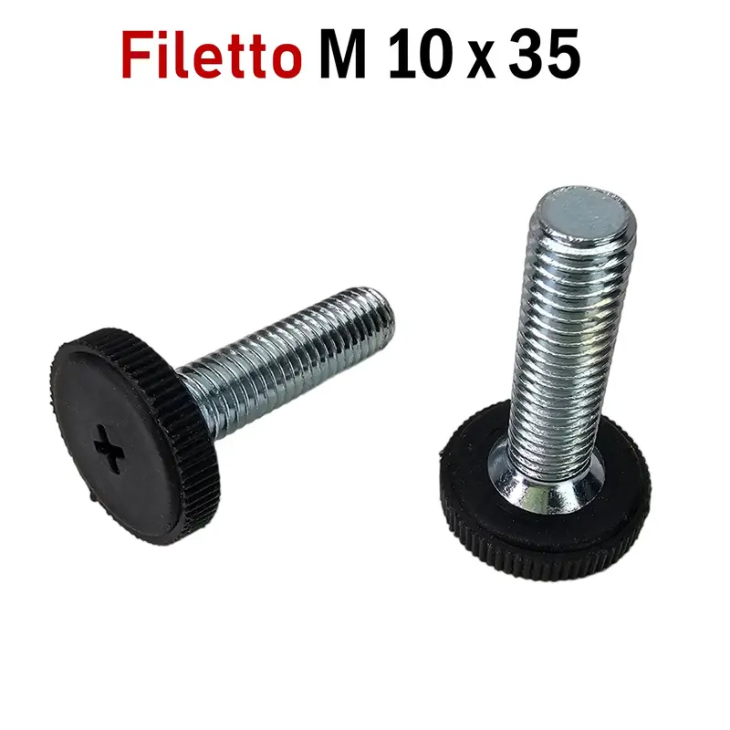 PIEDI PIEDINO FILETTATO M10x35mm BASSO D25x7 ZIGRINATO PIEDE LIVELLATORE PIATTO NERO