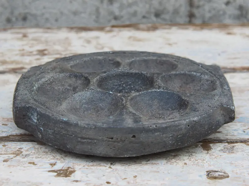 pietra ollare Kuzhipaniyaram,pietra Unniappakara, frittella di pietra ollare Paniyaram Unni Appam pad ora portacandele indiano cod.OLIO2