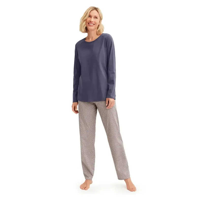 Pigiama donna a paricollo a manica lunga in cotone leggero Graphic Nights | Calida