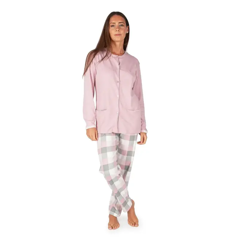 pigiama donna lungo aperto davanti con pantalone d