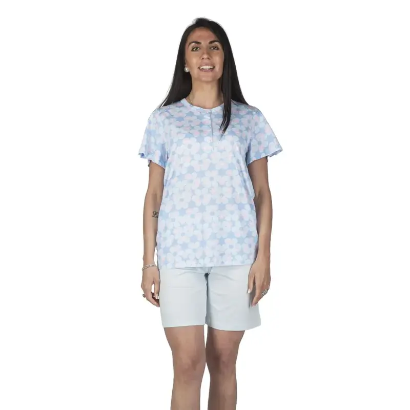 PIGIAMA DONNA SERAFINO MEZZA MANICA E PANTALONE BERMUDA IN COTONE LEGGERO CAMPO FIORITO | BRILLIAMO