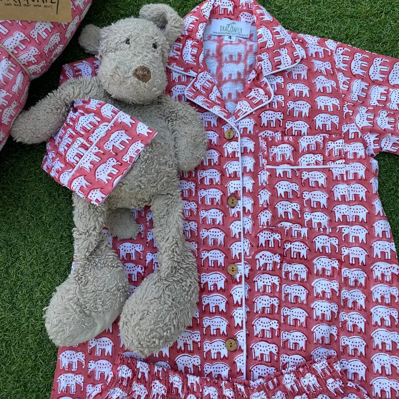 Pigiama e scamiciato bambini Elefanti Rosso