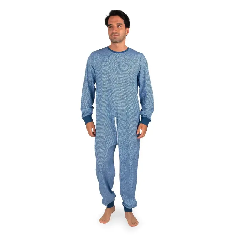 Pigiama tutone intero con cerniera a fantasia in puro cotone leggero linea Sanity