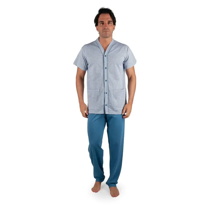 Pigiama uomo a mezza manica e pantalone lngo in cotone leggero | Mariotti Lab