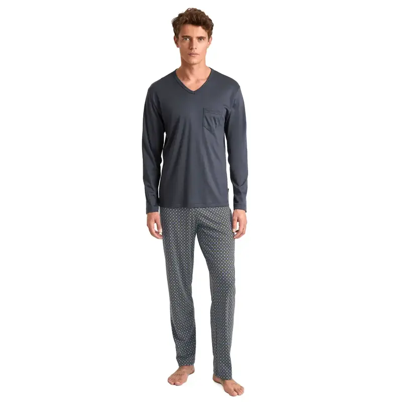 Pigiama uomo con scollo a V a manica lunga in cotone Relax Swiss | Calida