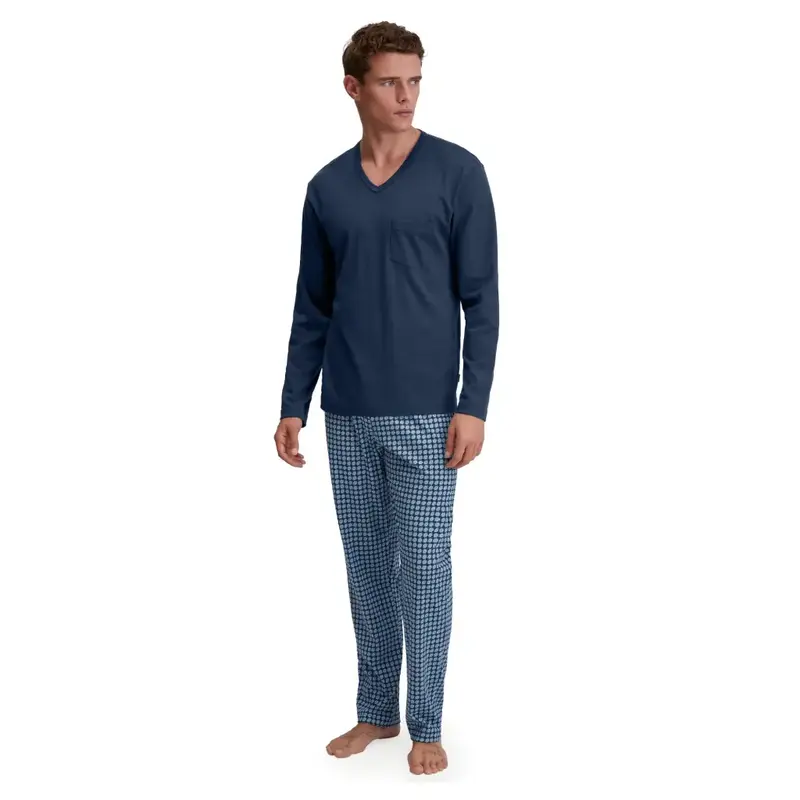 Pigiama uomo con scollo a V amnaic alunga in puro cotone interlock Streamline | Calida