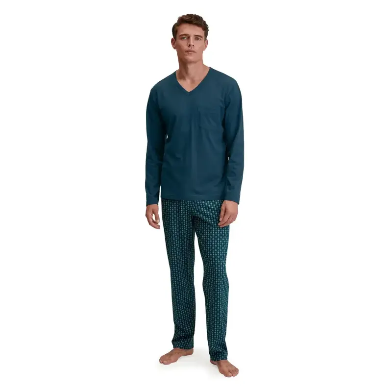 Pigiama uomo con scollo a V in cotone interlock leggero Imprint | Calida