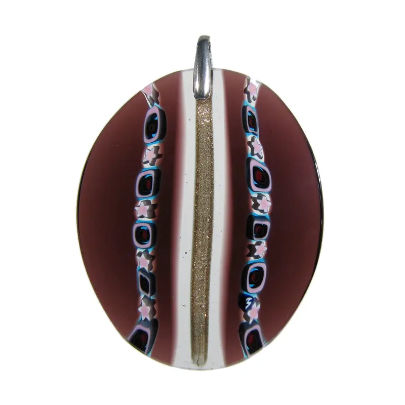 Pink Murrina Fascia Murano glass oval pendant
