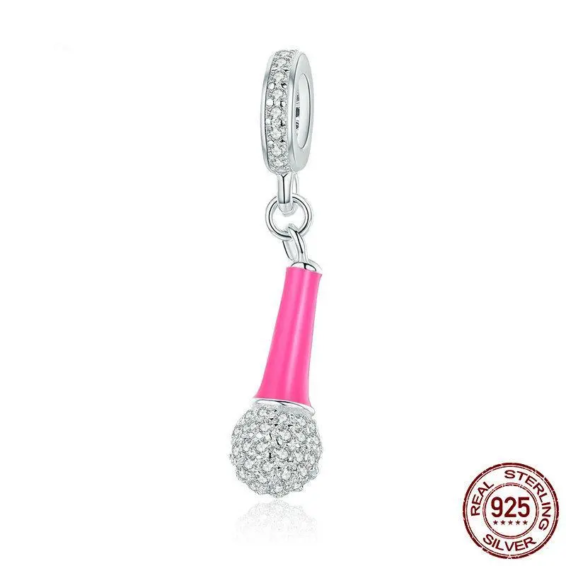 "PinkVoice" - charm microfono rosa in argento - IN ESCLUSIVA