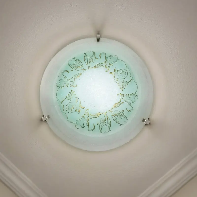 Plafoniera da soffitto classica in vetro rotonda decorata camera da letto, sala da pranzo, cucina, bagno, ingresso D 40 cm art. regina (VERDE)