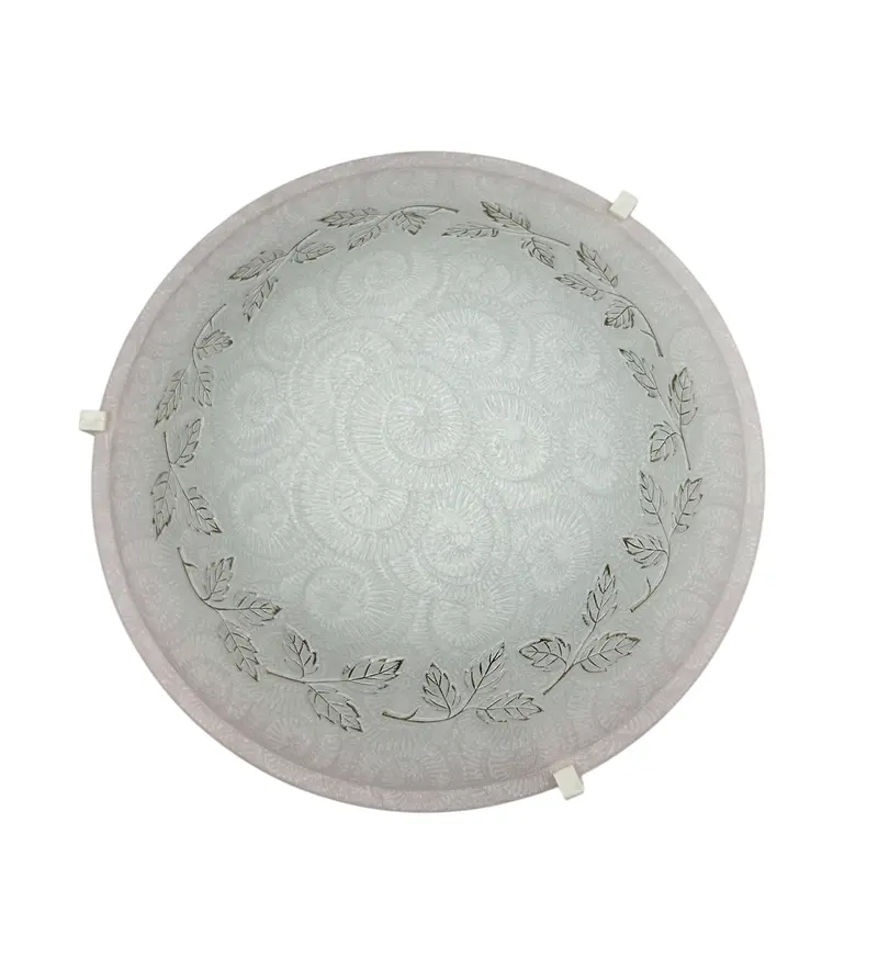 Plafoniera da soffitto classica in vetro rotonda decorata camera da letto, sala da pranzo, cucina, bagno, ingresso foglie rosa D 40 cm