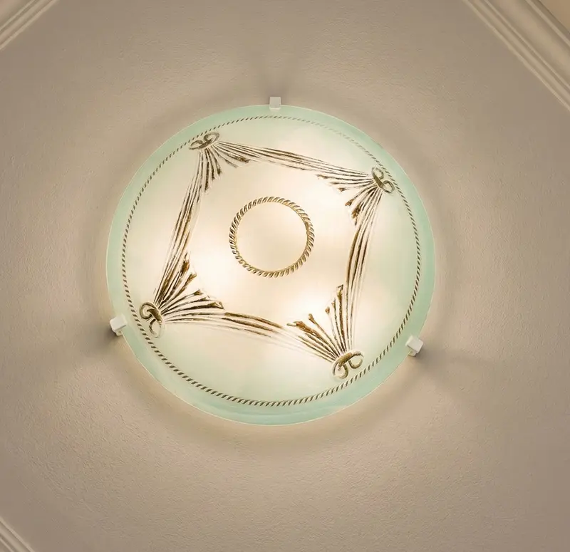 Plafoniera da soffitto classica in vetro rotonda decorata camera da letto, sala da pranzo, cucina, bagno, ingresso (TENDA VERDE)