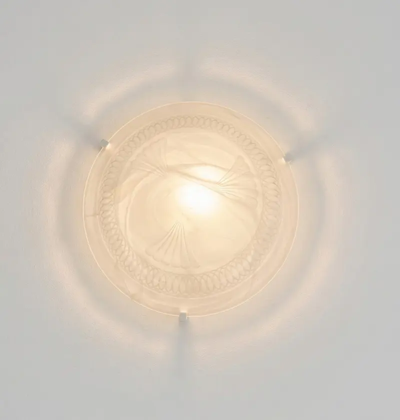 Plafoniera da soffitto moderna in vetro rotonda decorata camera da letto, sala da pranzo, cucina, bagno, ingresso art. marmo bianco