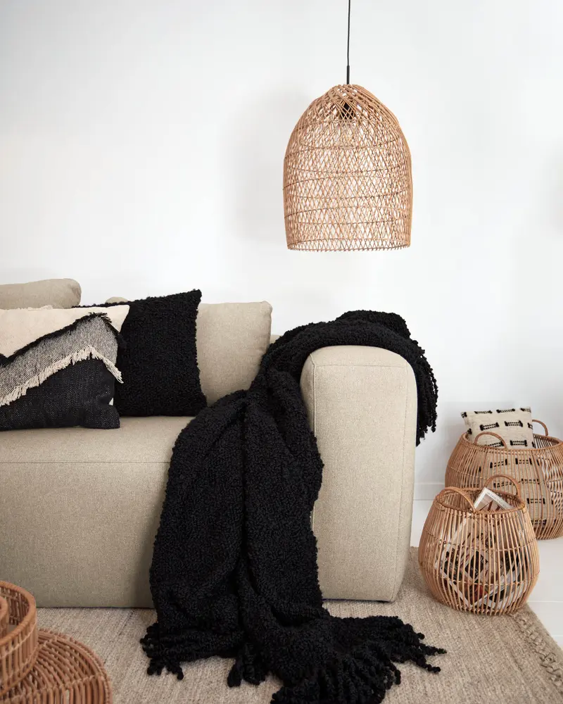 Plafoniera per lampada Domitila rattan con finitura naturale Ø 44 cm