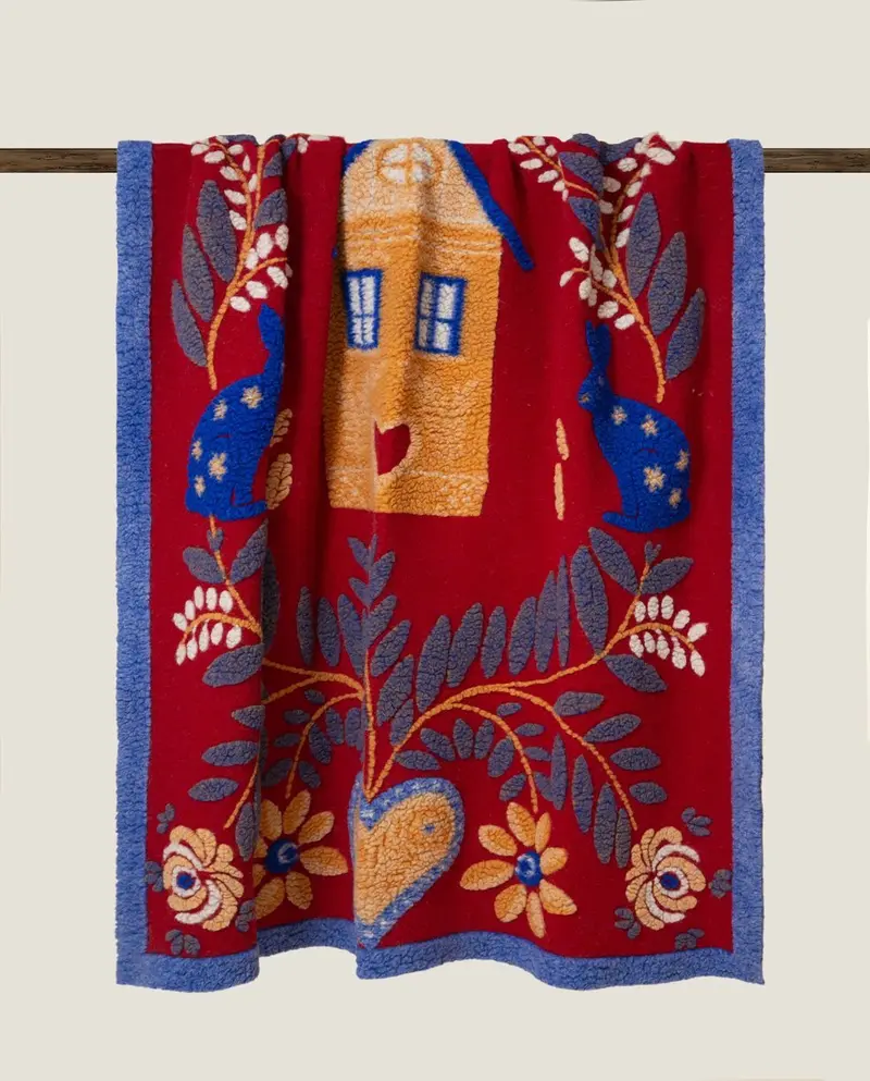 Plaid Lana Cotta Pregiata - Rabbit Home Rosso