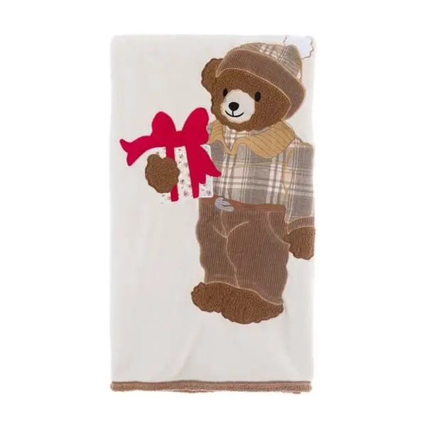 PLAID SHERPA CON APPLICAZIONE ORSETTO 440GSM