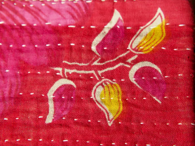 pochette, borsetta in cotone stile kantha, ricamato cucito indiano tipico etnico hand made cod.J2