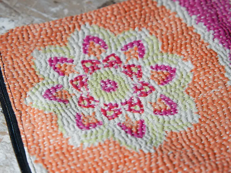 pochette in cotone stile kantha, tipico indiano etnico hand made cod.J13