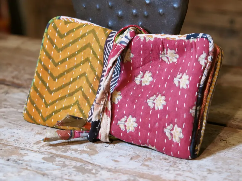 pochette in cotone stile kantha, tipico indiano etnico hand made cod.J17