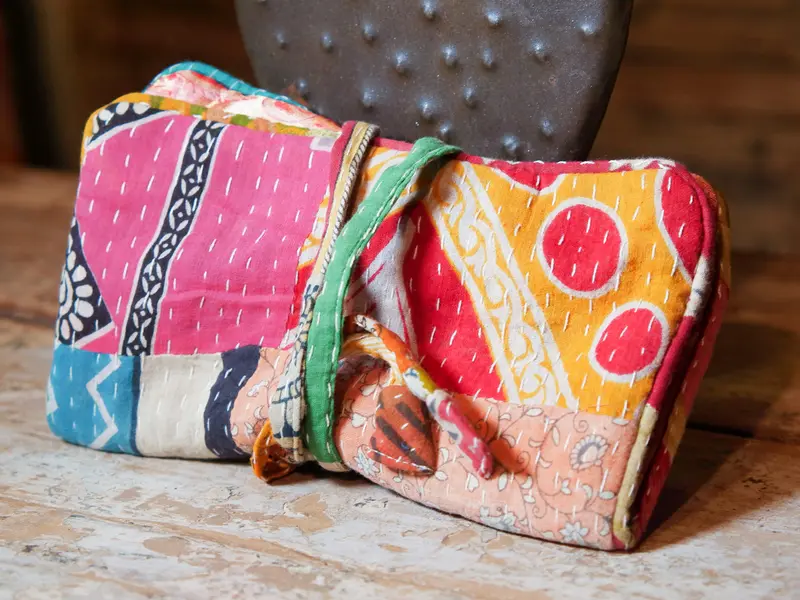 pochette in cotone stile kantha, tipico indiano etnico hand made cod.J18