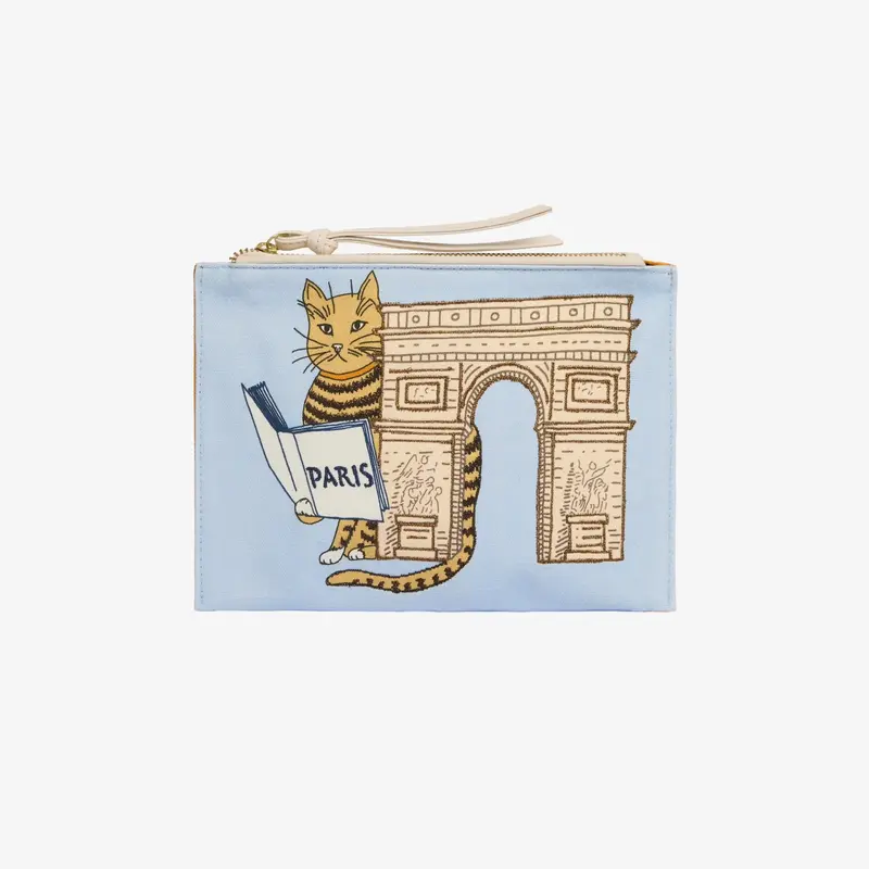 Pochette Ricamata Brodee Chat - Azzurra