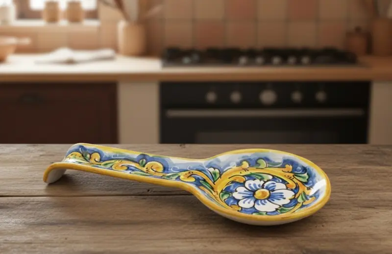 Poggiamestolo in ceramica decorata a mano da ceramisti siciliani barocco art 25
