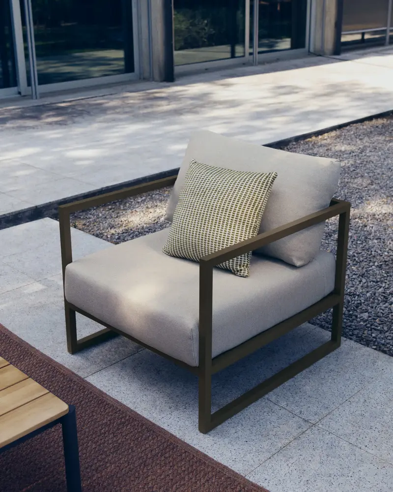 Poltrona 100% da esterno Comova grigio chiaro ed alluminio verde