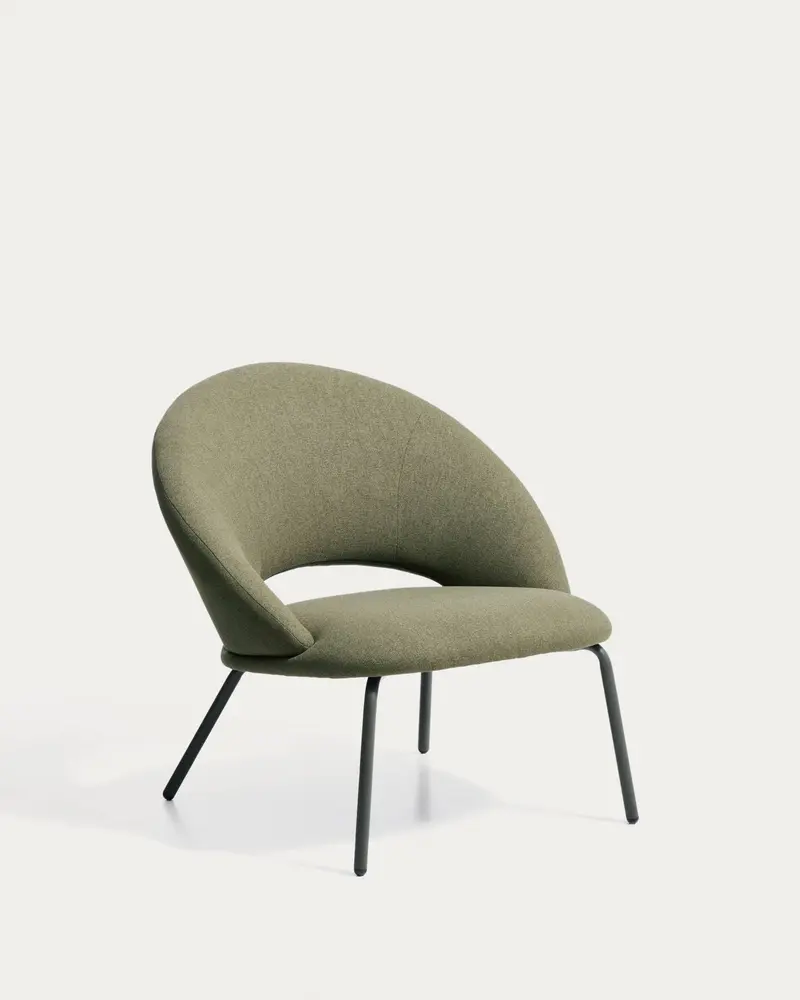 Poltrona Bonali in ciniglia verde con gambe in metallo verde FSC Mix Credit