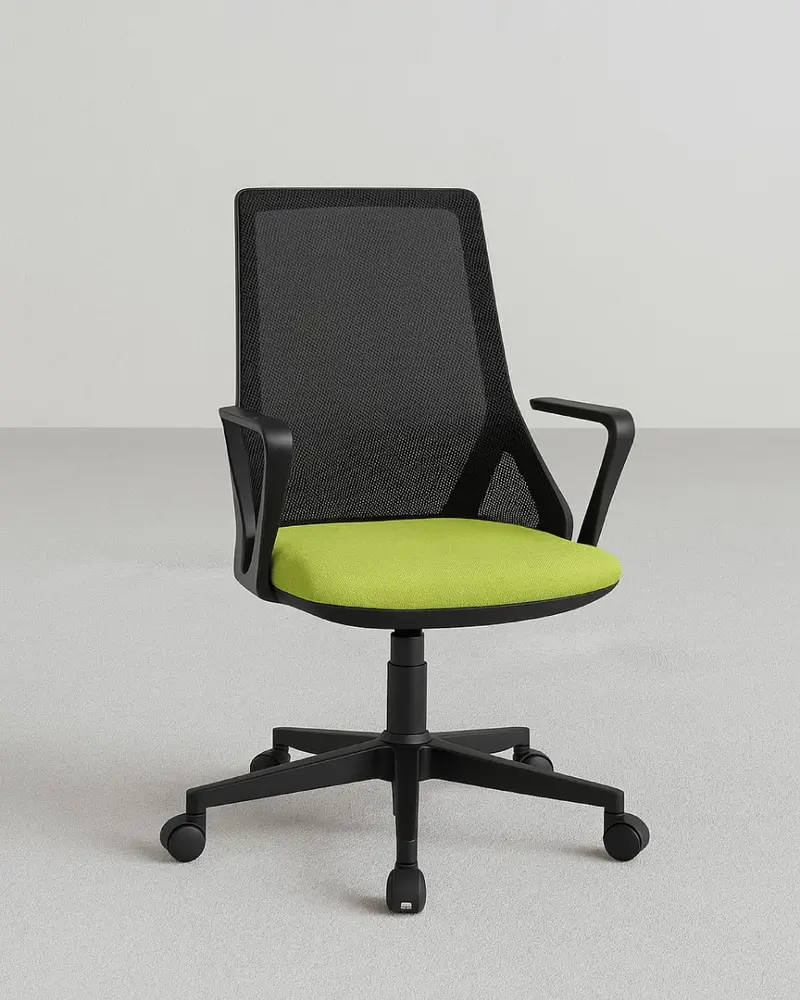Poltrona Like - Sedia ufficio Mesh - Schienale alto - Braccioli in nylon - Rivestimento tessuto - Base girevole con ruote antishock - Altezza regolabile