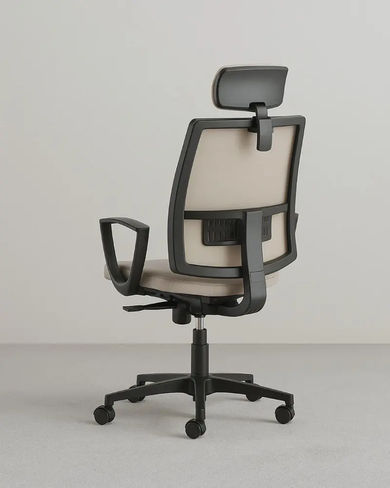 Poltrona Madras – Sedia ufficio Mesh – Poggiatesta rivestito – Schienale in rete traspirante – Braccioli 2D regolabili – Base girevole – Altezza regolabile